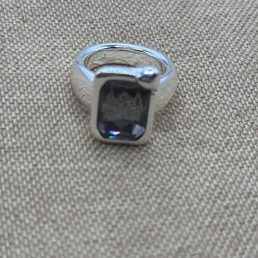 *Rectangular shape ring with gray crystal - Picture 6 of 10